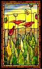 "Poppies Tiffany" Stained Glass Window: 