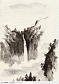 中国国画之水墨风景-青山流水