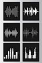 6款黑白音频声波矢量图