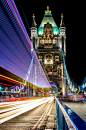 Tower Bridge, London, with trailing Lights