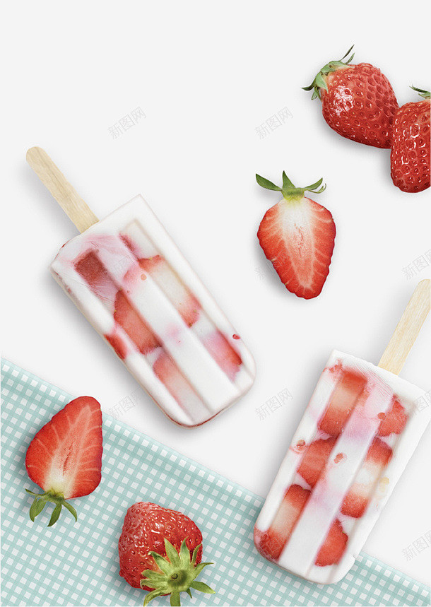清新草莓冰棍 设计图片 免费下载 页面网...