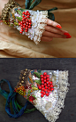 Rowan , baroque influenced romantic wrist wrap from antique linen and trims, romantic wearable art