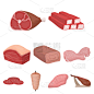 肉,巨大的,分离着色,意大利腊肠,猪肉,图像,肚子,烤肉串,棍,收集