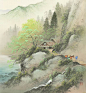 日本画家小岛光径的一组山水风景