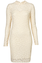 英国代购topshop秋冬新款淑女气质修身白色蕾丝连衣裙1211
