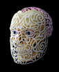 Artist Joshua Harker used a 3D printer and CT and 3D scanning to create an elaborate sculpture of his face. The CT scan captured the shape of his skull; then he scanned his face, and using a 3D printer, he built an anatomically accurate mask. The patterns