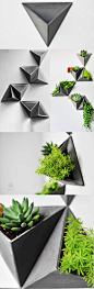 Concrete Triangle Shaped Wall-mounted Flower Pot Succulent Planter