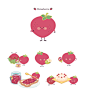 卡通可爱插画风格水果蔬菜草莓表情包矢量设计元素ti441a0308 :  