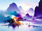 Breathtakingly Enchanted Landscapes Radiate with Color : Chinese-American painter Ken Hong Leung, often referred to simply as H. Leung, creates beautiful landscapes illuminated by rainbow-hued washes of light. The touch of colorful vibrance add a hint of 