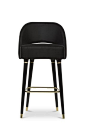 Collins  Bar Chair  Contemporary, MidCentury  Modern, Transitional, Lacquer, Metal, Upholstery  Fabric, Wood, Barstools  Counter Stool by Carlyle Collective