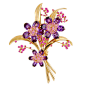 VAN CLEEF & ARPELS Amethyst & Pink Sapphire Flower Brooch