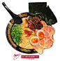 日本画师「もみじ真魚」笔下的美食们，鲜艳的色调看起来更加诱人了~br     brtwi mamomiji