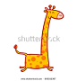 Cute and funny abstract giraffe running and smiling happily - vector.