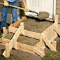 Shovel concrete into forms