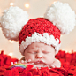 新生儿礼物百天摄影儿童彩色大毛球宝宝毛线帽子手钩婴儿毛线帽子