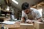 Carpenter marking wood block in workshop by Hero Images on 500px