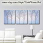 SALE, 48x20 Inch, 3 piece set, Large Canvas Art, Baby Blue, Trees, Light Blue, Wall Art, Original, painting, tree art, Large Paintings