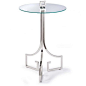 THE WELL APPOINTED HOUSE - Luxury Home Decor- Le Chic Polished Nickel Side Table with Clear Glass Top-ON BACKORDER UNTIL NOVEMBER 2015 : This lovely side table features a gold base with a glass top. The table measures 18” X 18” X 28.5”H. Pair it with the 