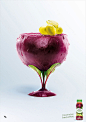 创意的饮料广告海报, 看上去像蔬菜鸡尾酒, 100%蔬菜制作, 看上去就想让人尝尝味道, 法国广告代理商BEING TBWA的作品