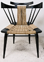 Edmund Spence; Ebonized Mahogany and Sea Grass Side Chair, 1950s - there's something very Japanese/Samurai about this: 