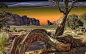 General 1920x1200 nature landscape Monument Valley dead trees shrubs trees rock grass sunrise sunlight