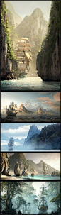 刺客信条4：黑旗Concept art for Assassin’s Creed IV: Black Flag by artist Raphael Lacoste. So cool