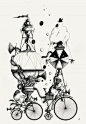 插画艺术：Merijn Hos的作品--荒诞的黑白世界 - 创意画报 - 哇噻网