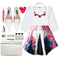 A fashion look from April 2014 featuring white crop top, short skirts and white shoes. Browse and shop related looks.