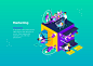 GumGum : New York agency Digiday approached us to create several isometric designs for GumGum. The idea is that AI (artificial intelligence) is coming up fast and changing the way we work. So we depicted 6 corporate area's in which AI augmented the profes