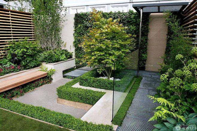 欧式别墅庭院景观绿化设计效果图