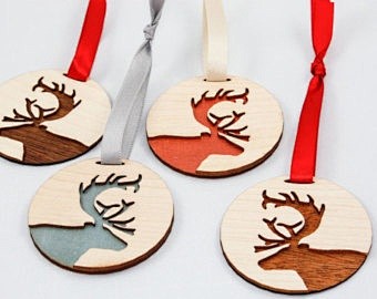 Wooden Reindeer Orna...