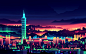 General 2880x1800 neon city drawing