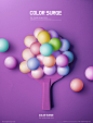 乒乓球拍 彩色球球 绚丽紫色 绚丽促销海报设计PSD ti219a17815