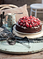 Chocolate fudge cake with raspberries and amaretto cream #赏味期限#