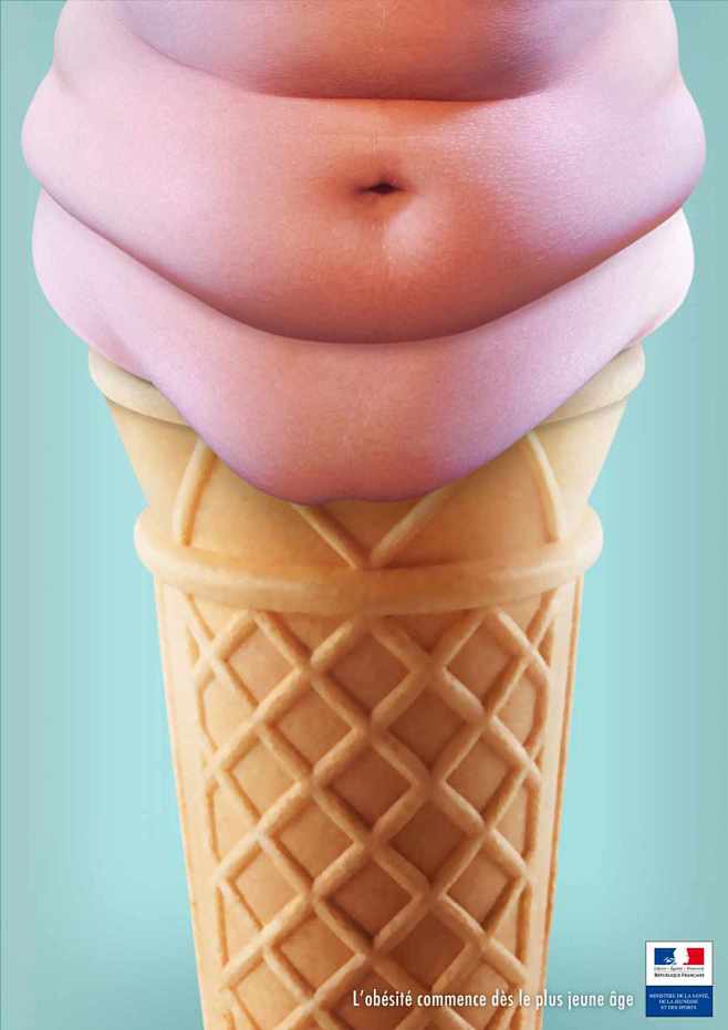 #广告# 法国卫生部关于儿童肥胖的平面广...