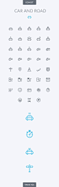 Car and Road icon set by Dmitriy Miroliubov, via Behance