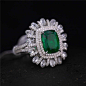 祖母绿戒指,祖母绿戒指,18k金嵌钻祖母绿戒指,提亚彩宝工场