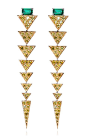Yellow Diamonds And Emerald V Collection Drop Earrings by Nikos Koulis for Preorder on Moda Operandi: 