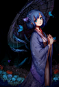 yande.re 344202 cirno kimono kiyomasa_ren touhou umbrella wings.jpg (1500×2235)