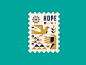 希望邮票简单干净的邮票手鸟设计艺术品传染媒介例证