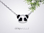 中国设计师【设计小学】925银 盘大panda 心型熊猫 锁骨链@北坤人素材