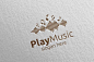 Abstract Music Logo with Note and Play Concept 65 #ad , #SPONSORED, #SPONSORED, #Logo, #Note, #Concept, #Music