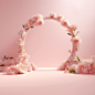 A clean pink background, arches, many light roses, the overall color is light pink, fresh, photography, maximum resolution, maximum perfectionism, realistic composition, professional photography, skilled technology, the best quality, perfect results, the 