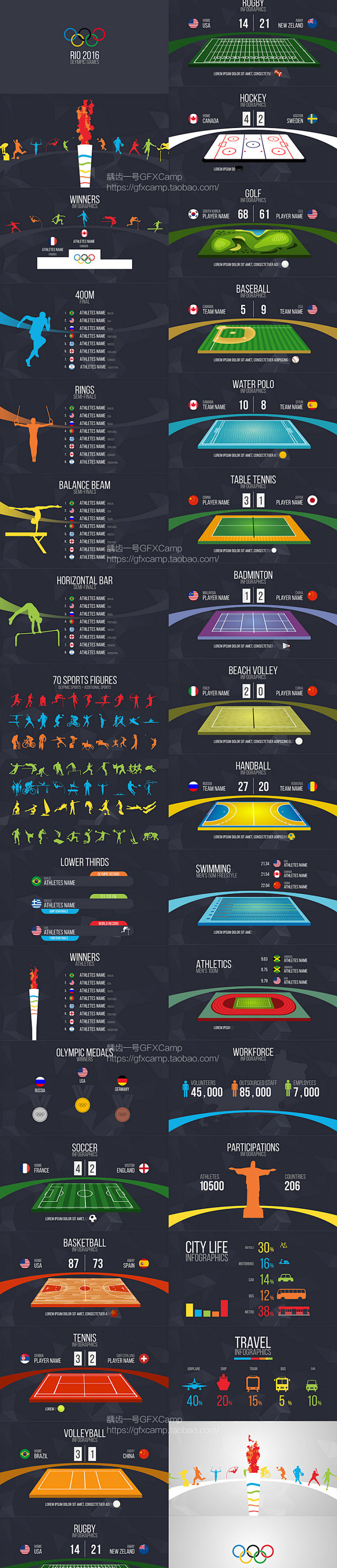 AE模板-扁平化创意现代科技体育赛事奥运...
