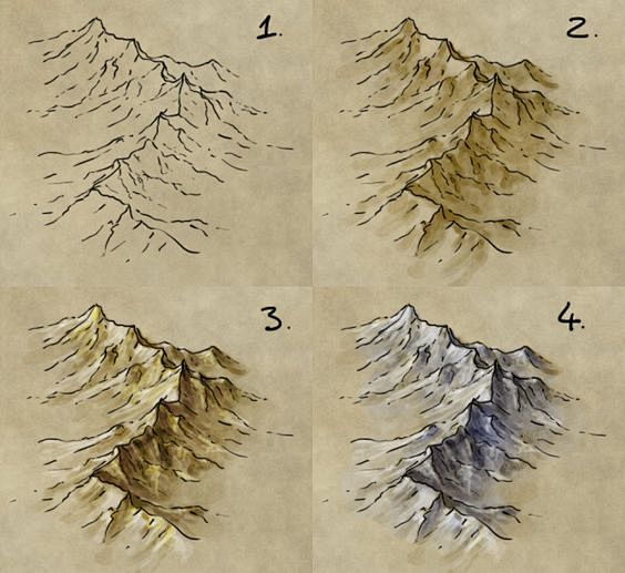 How to draw mountain...