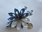 Hair Clip - Silver, White &  Baby Blue Kanzashi Flower - Hair Accessories, Wedding Flowers,Bridal Flowers : Hair Clip This simple pretty hair clip features a beautiful handmade Kanzashi flower made of satin & ribbon. The flower measures 3.50 inche