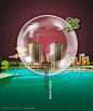 房地产广告元素-透明气泡城市都市小高层 园林