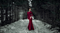 People 2048x1152 women outdoors snow winter red dress dress Andrey Metelkov