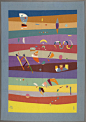 瓦西里· 康定斯基(1866 -1944)，《水平线 》，1974 ，根据1939 年绘画作品，羊毛壁挂(法国奥比松塔巴尔工坊)