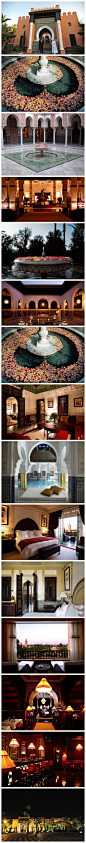 [摩洛哥La Mamounia酒店 贵族的行宫] La Mamounia酒店是一座骨子里沾满了历史气质的酒店，延续了摩洛哥式的贵族奢华，糅合了伊斯兰风格及西方建筑的独特设计，那种美感是现代化的豪华酒店所无法媲美的。著名的La Mamounia酒店，被誉为非洲的七星级酒店，酒店位于摩洛哥的古都马拉喀什，建于1923年，原是一处皇宫，融合了华丽的摩洛哥风格与装饰艺术风格。时至今日，这里还处处遗留着昔日贵族的遗风。湛蓝游泳池如同沙漠里的绿洲，高耸的棕榈树环绕着水池，水温恒定保持在2......